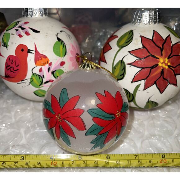 Vintage Hand Painted Mixed Lot Glass Christmas Ornaments 3F46 - Picture 5 of 9